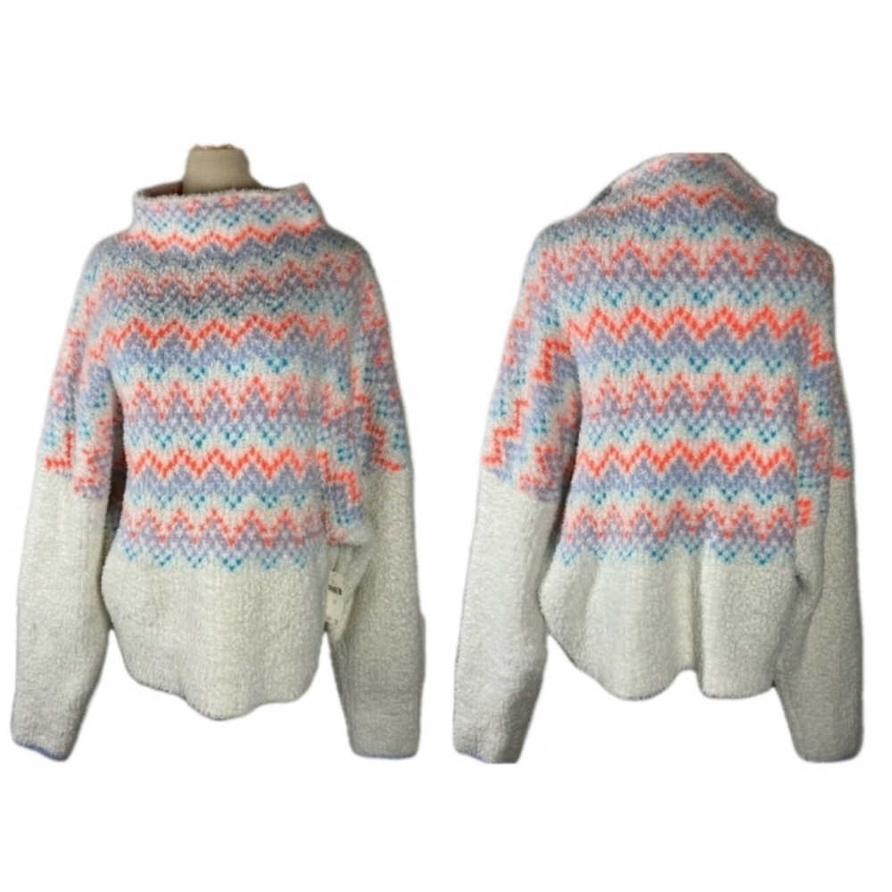 Anthropologie Pilcro SELENE Fuzzy Fair Isle Nordic Knit Sweater Merino Alpaca